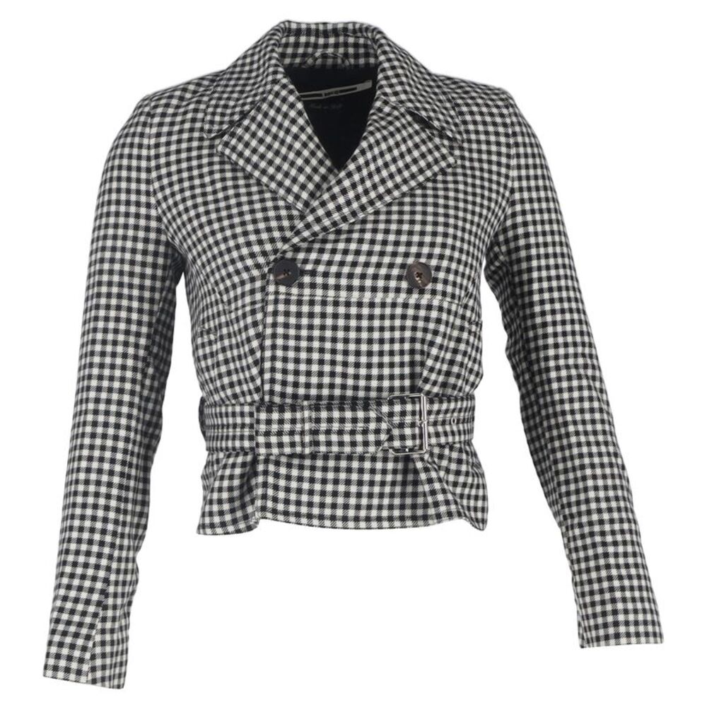 MCQ by Alexander Mcqueen Gingham Blazer in Black and White Cotton